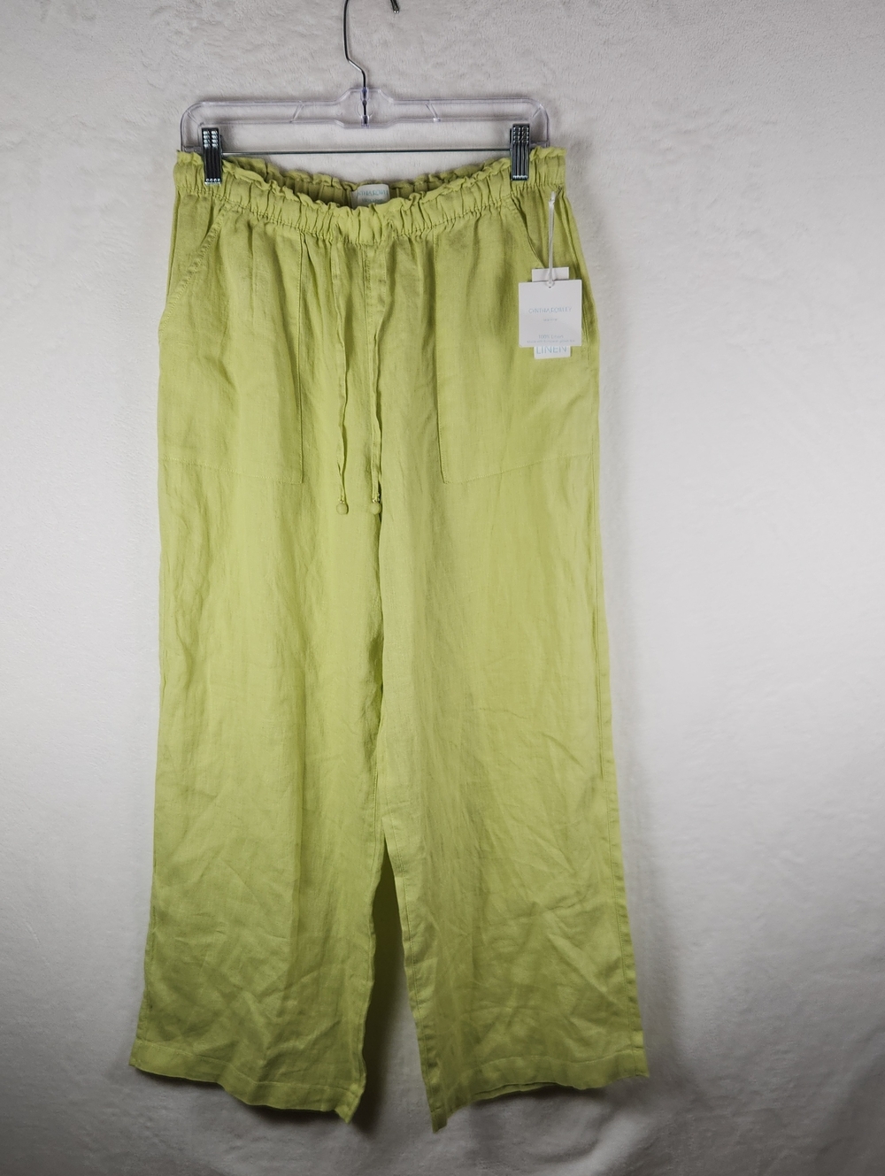 Linen Pants Lime Green Wide-Leg Pants by Cynthia Rowley. New With Tag.